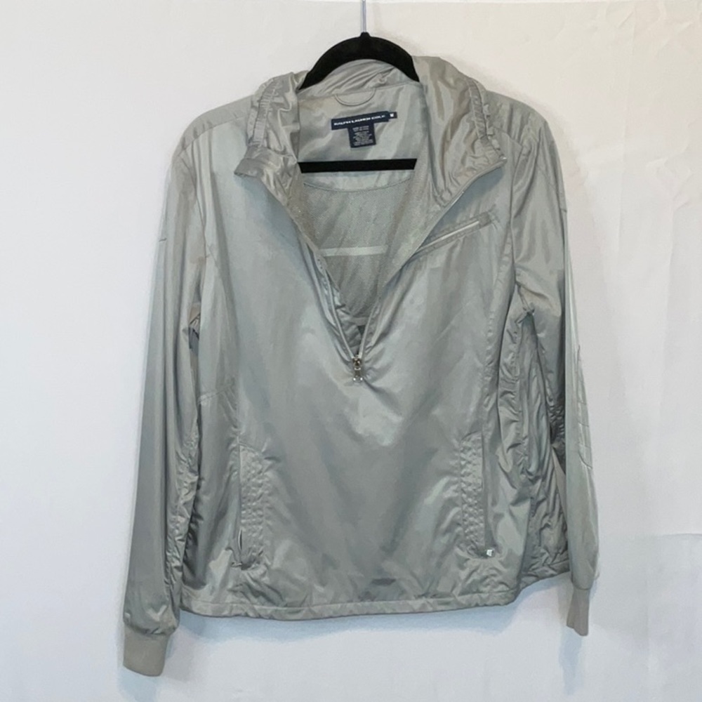 Ralph Lauren Golf Medium half zip pull over jacket. Gray Like New Pockets